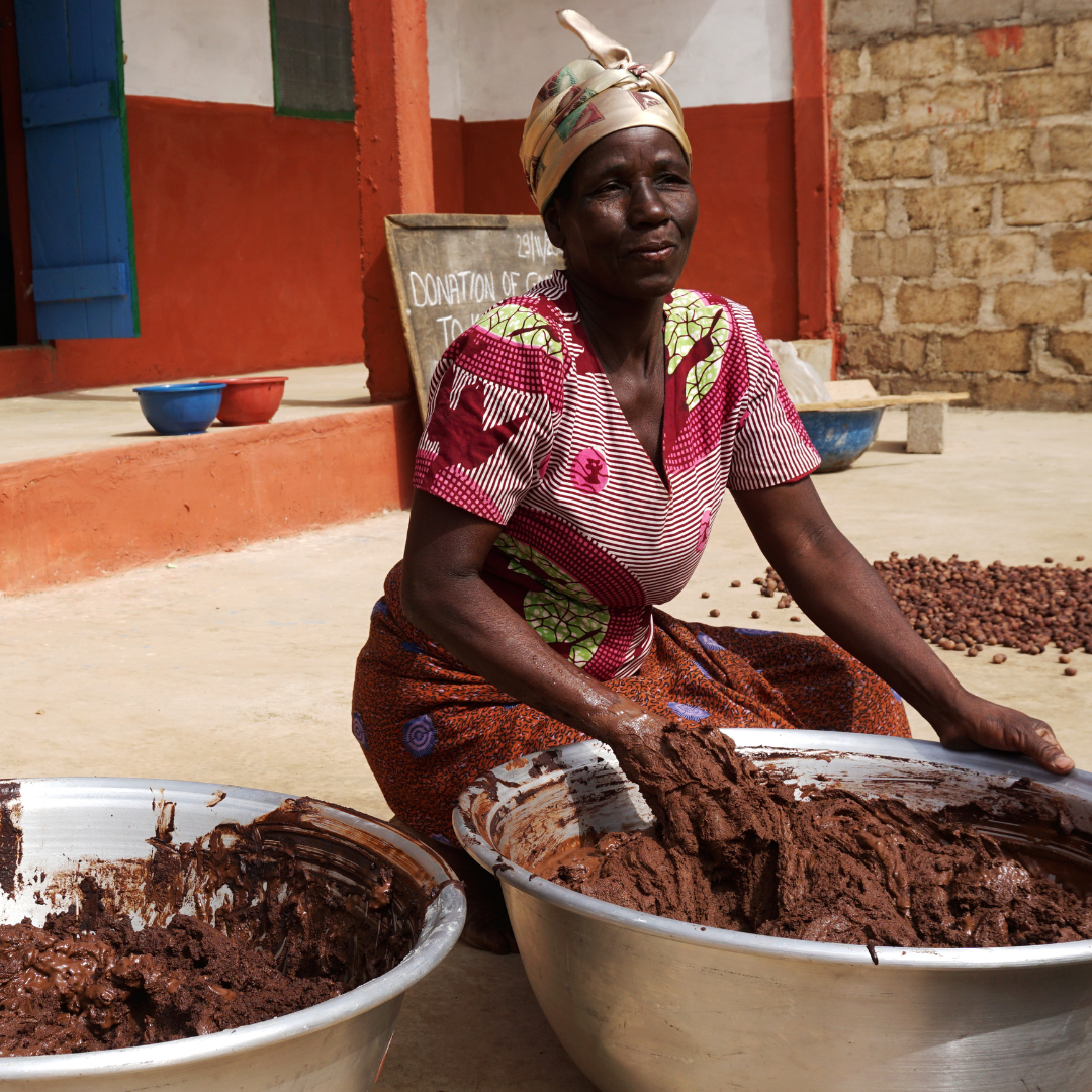 Graphic noting FairTale GHANA Shea butter is handcrafted, not machine made.