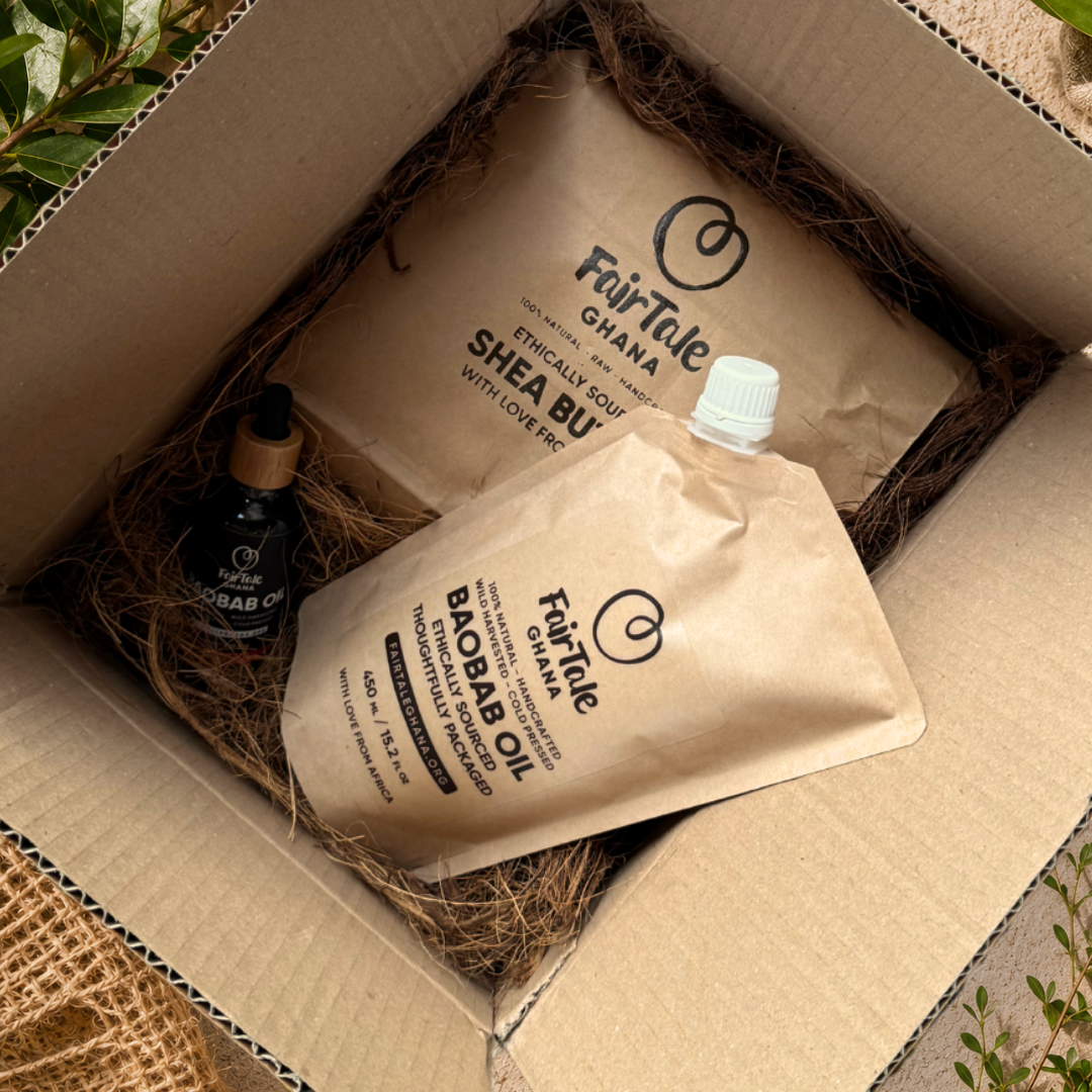 Raw Shea Butter 2.25 kg | 5 lb + Baobab Oil 450 ml | 15.2 fl oz Set