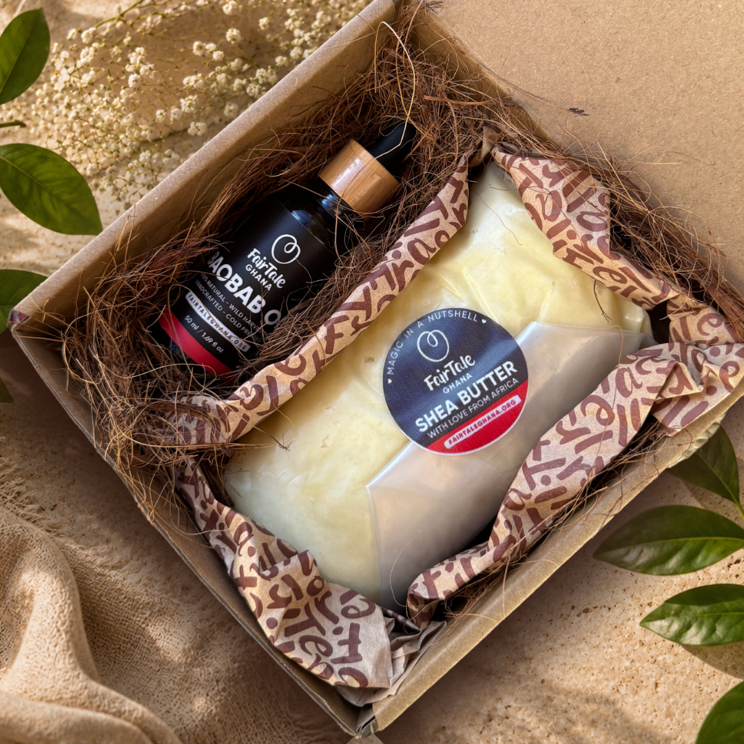 Shea Butter 450 g | 16 oz + Baobab Oil 50 ml | 1.69 fl oz Combo Set