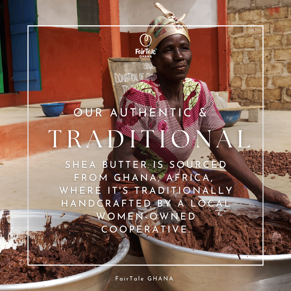 Graphic describing FairTale GHANA's traditional raw Shea butter production.