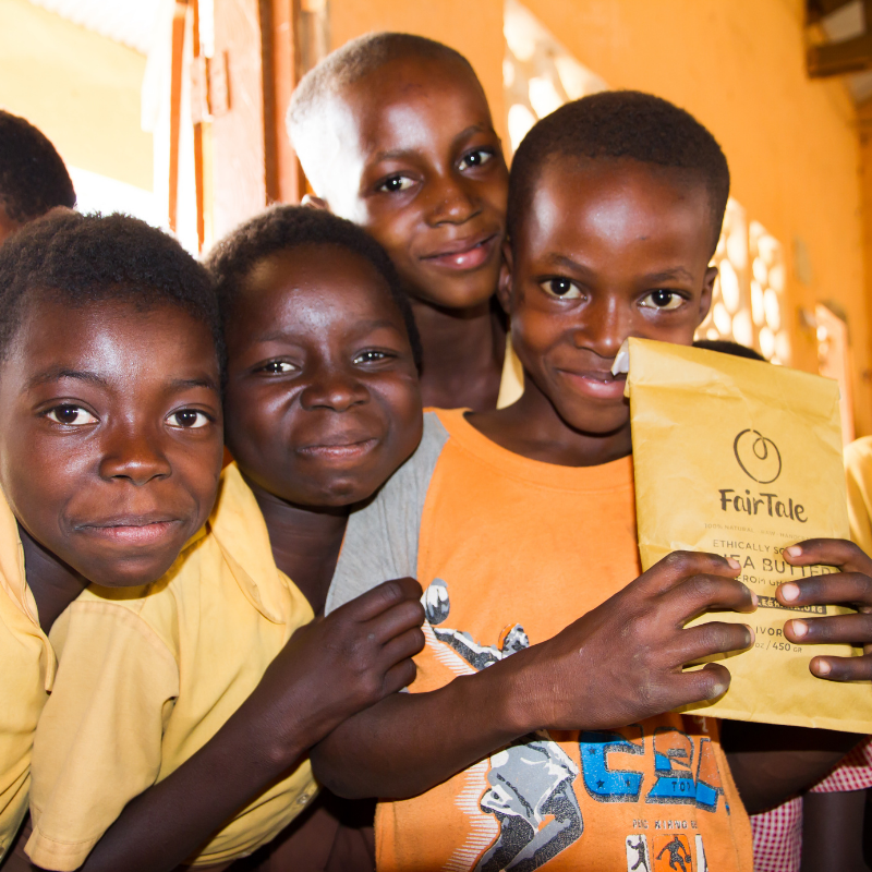 Graphic about FairTale GHANA Shea butter supporting women producers and their families.
