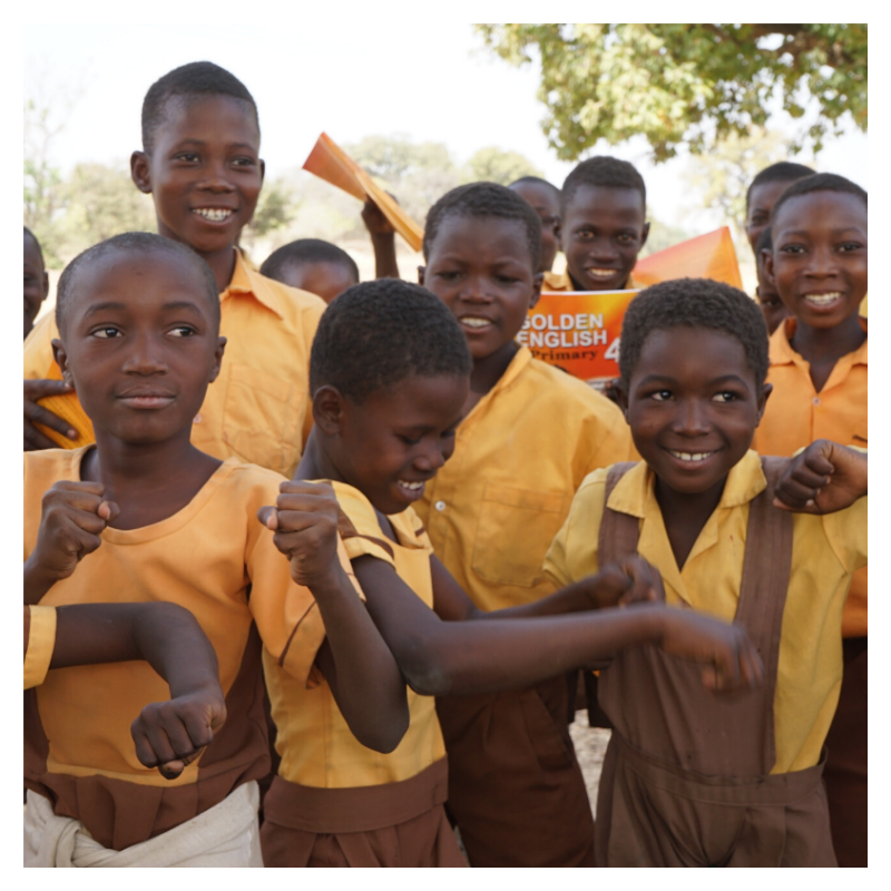 Photo illustrating the FairTale GHANA school uniform charity add-on for Ghana schoolchildren.