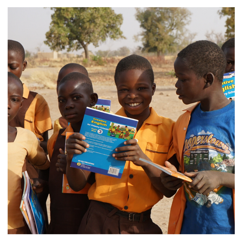 Textbook product photo, FairTale GHANA's education charity add-on.
