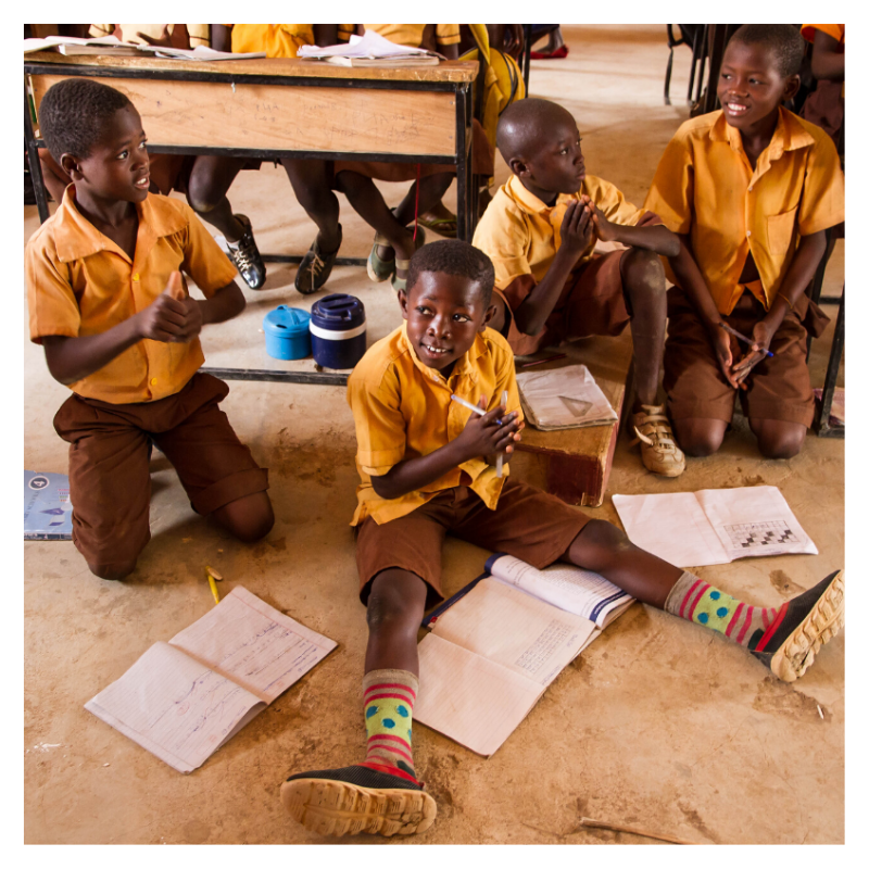 Detail photo of a textbook included in FairTale GHANA's charity add-on.