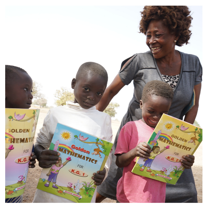 Close-up photo of the FairTale GHANA textbook charity add-on.